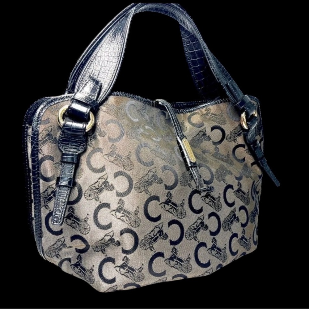 Celine Vintage C Horse Carriage Bittersweet Macadam Black  Handbag